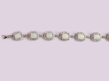 Silver Opal and CZ Bracelet