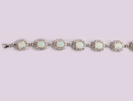 Silver Opal and CZ Bracelet