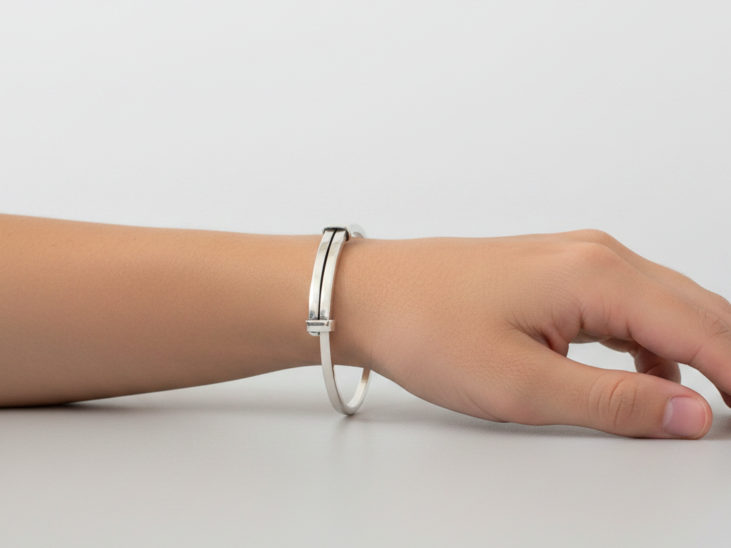 Kids Adjustable Silver Bangle