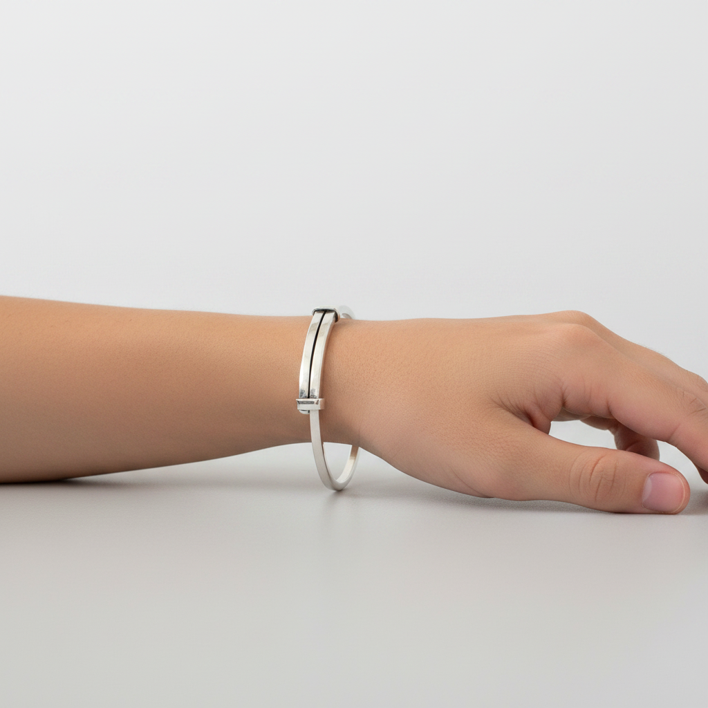 Kids Adjustable Silver Bangle