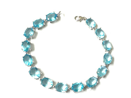 Aquamarine Cubic Zirconia Silver Bracelet