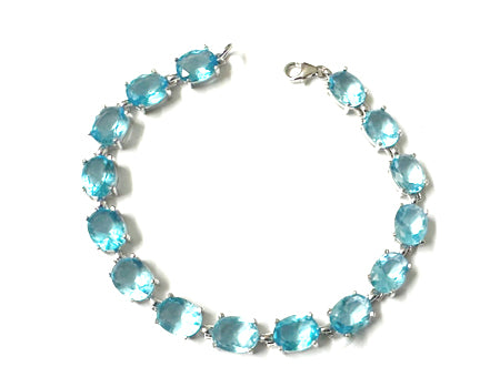 Aquamarine Cubic Zirconia Silver Bracelet
