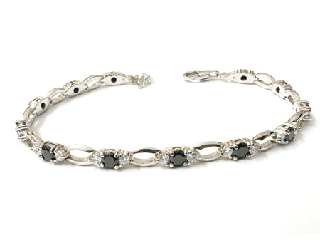 Black & White Cubic Zirconia Silver Bracelet