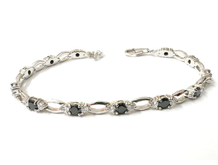 Black & White Cubic Zirconia Silver Bracelet