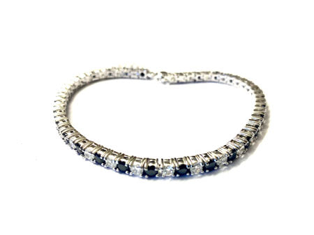 Black And White Cubic Zirconia Claw Set Silver 3mm Stone Tennis Bracelet