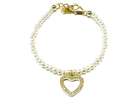 A Kids Silver with Gold Plating Pearl Heart Bracelet