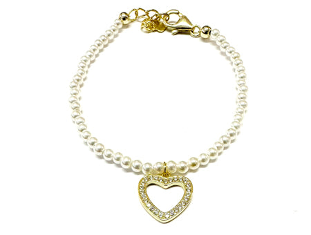 A Kids Silver with Gold Plating Pearl Heart Bracelet