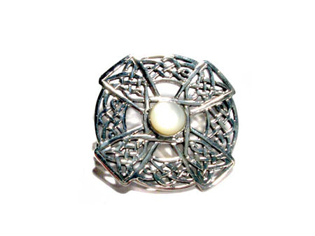 Celtic White M O P Brooch