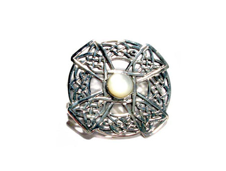 Celtic White M O P Brooch