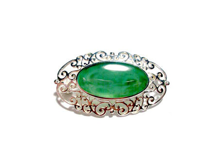 Celtic Green Agate Brooch