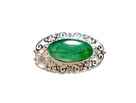 Celtic Green Agate Brooch