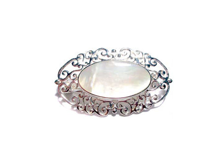 Celtic White M O P Brooch