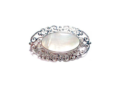 Celtic White M O P Brooch