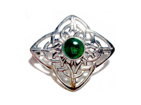 Celtic Green Agate Brooch