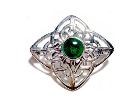 Celtic Green Agate Brooch