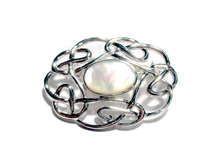Celtic White M O P Brooch