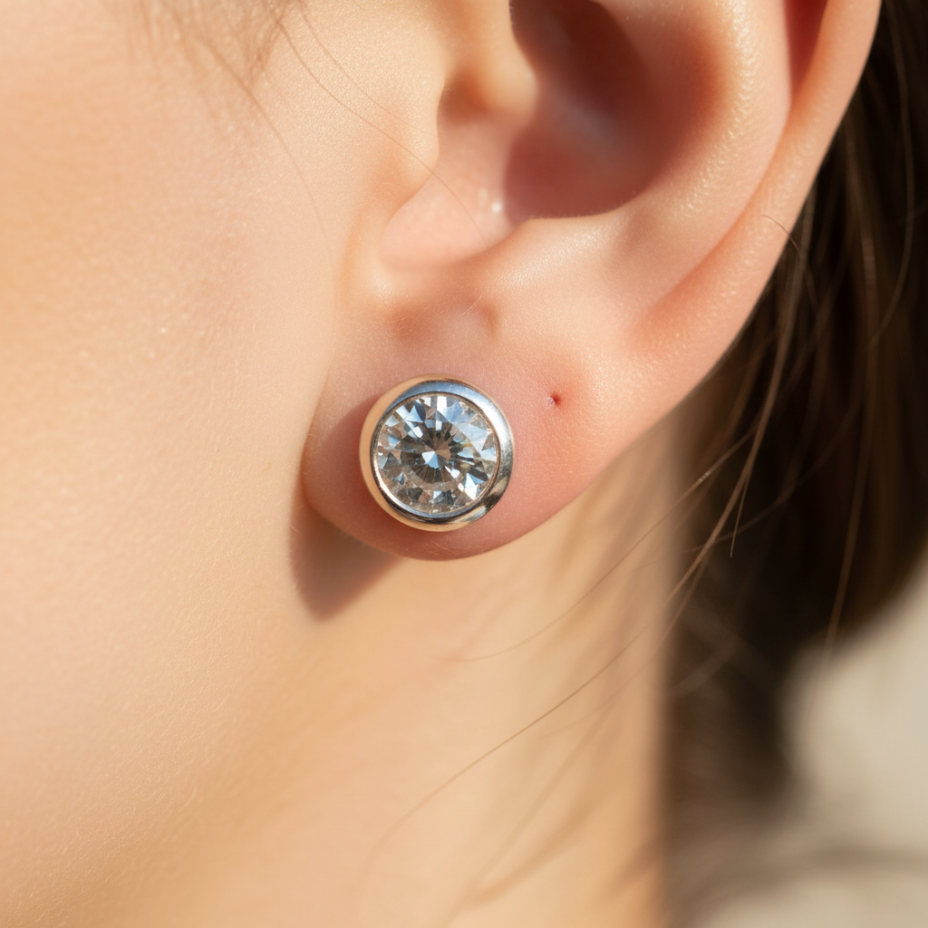 A White Cubic Zirconia Earring 4mm