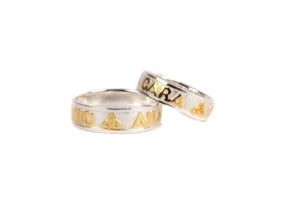 Mo Anam Cara Trinity Knot Silver With Gold Plate Wedding Ring Set