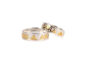 Mo Anam Cara Trinity Knot Silver With Gold Plate Wedding Ring Set