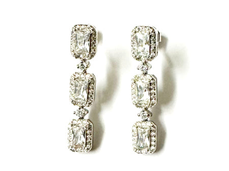 White Cubic Zirconia Silver Earring