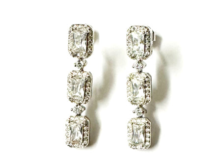 White Cubic Zirconia Silver Earring