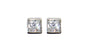 White Cz Stone Silver 4mm Square Rubover Set Earring Boxed.