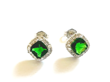 Emerald Cubic Zirconia Silver Earring