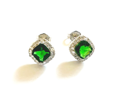 Emerald Cubic Zirconia Silver Earring