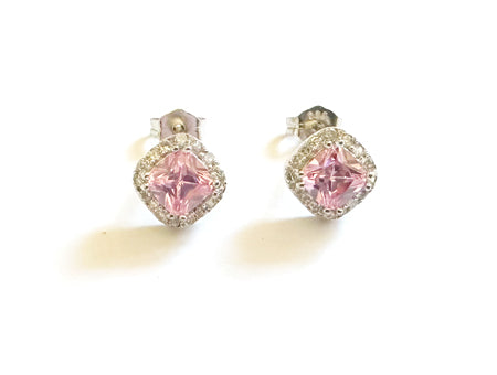 Pink Cubic Zirconia Silver Earring