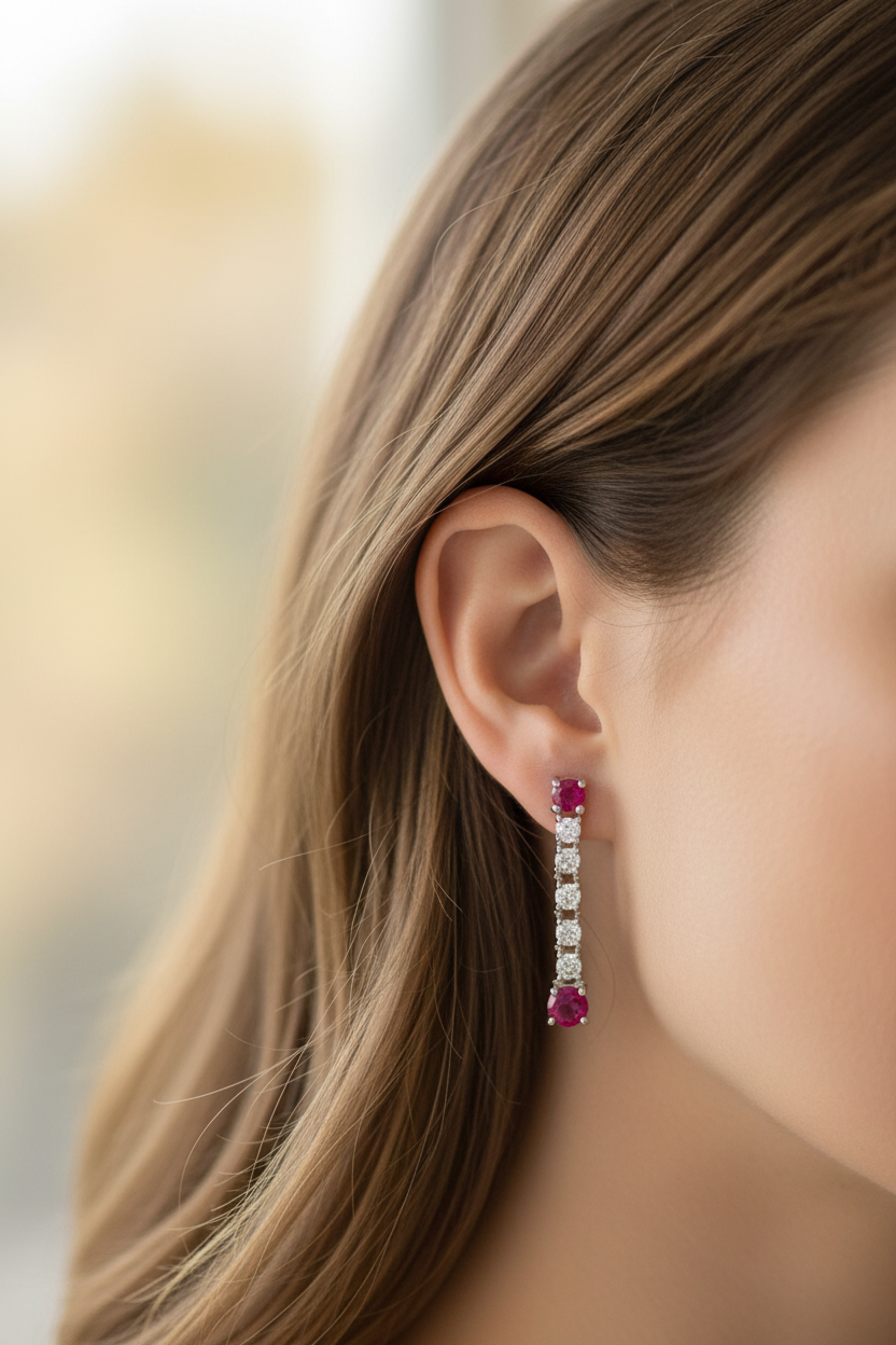 Ruby Cubic Zirconia Earring