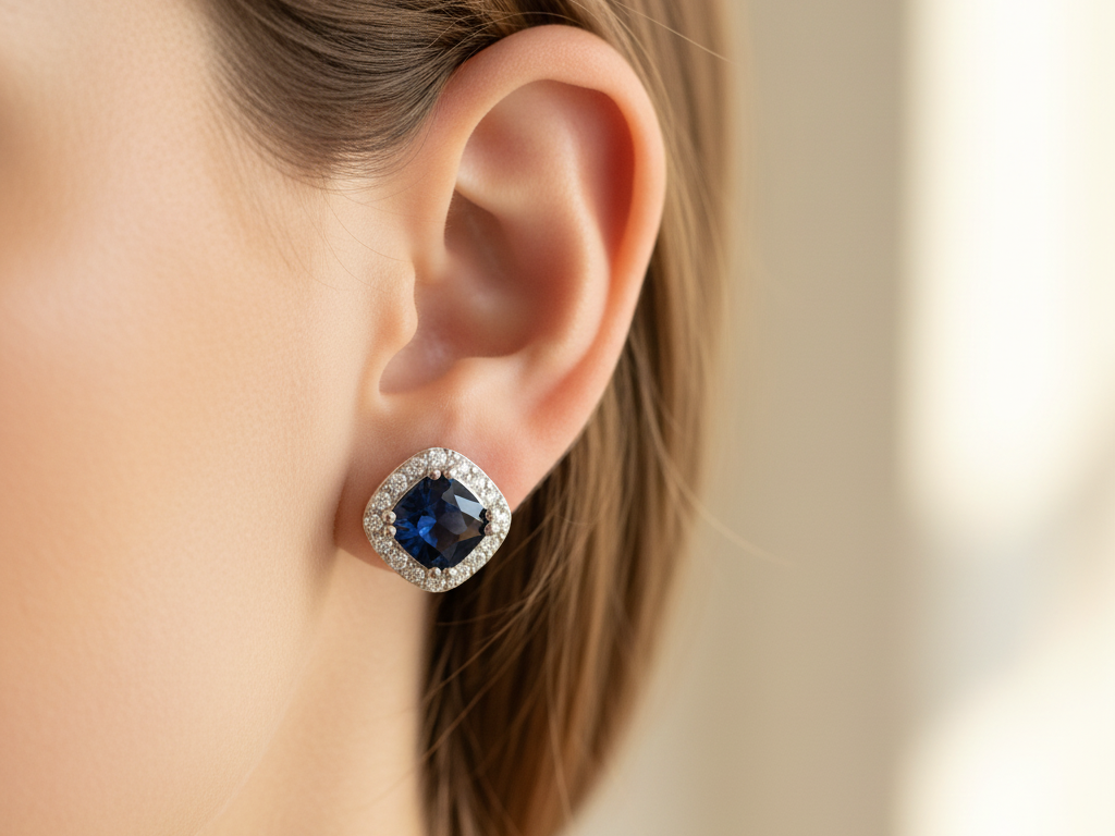 Sapphire Cubic Zirconia Silver Earring