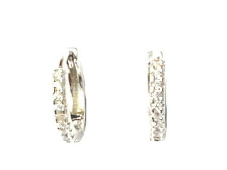 White Cz Silver Huggies Earring