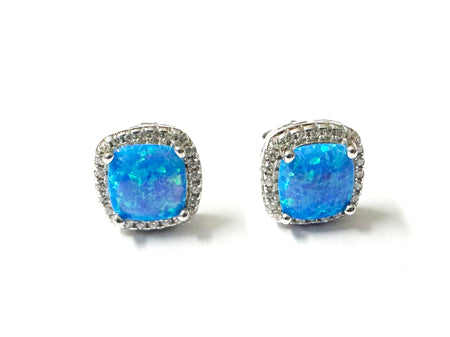 Blue Opal And Cz Pendant