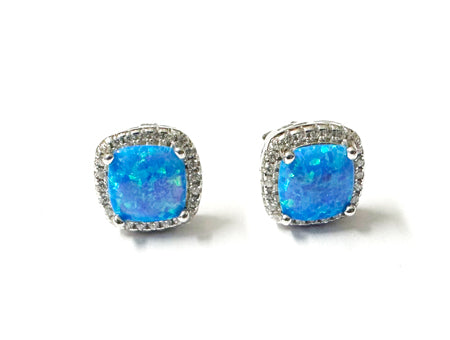 Blue Opal And Cz Pendant