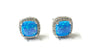 Blue Opal And Cz Silver Earring