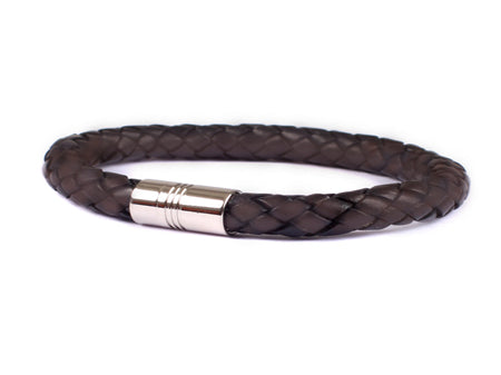 Leather Stainless Steel Bracelet BROWN