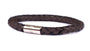 Leather Stainless Steel Bracelet BROWN 23 CMS