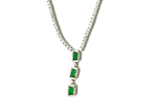 Emerald Zirconia Silver Necklace And Earring Set