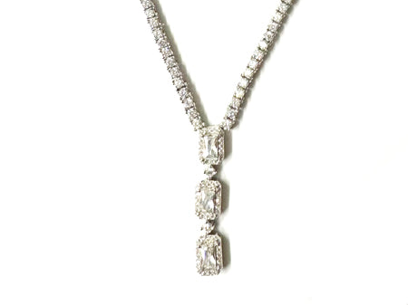 White Cubic Zirconia Silver Necklace.