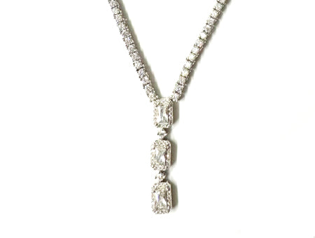 White Cubic Zirconia Silver Necklace.