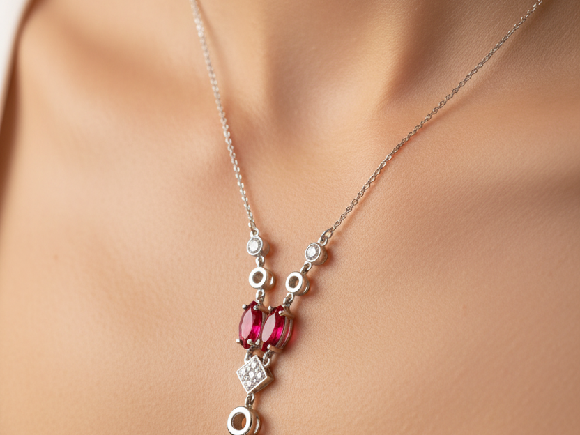 Ruby Cubic Zirconia Necklace