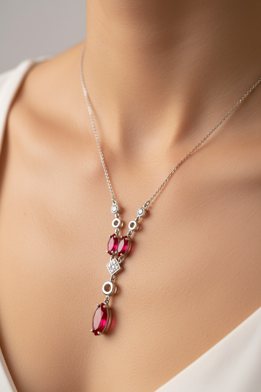 Ruby Cubic Zirconia Necklace