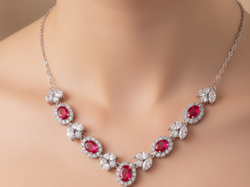 Ruby Cubic Zirconia Necklace