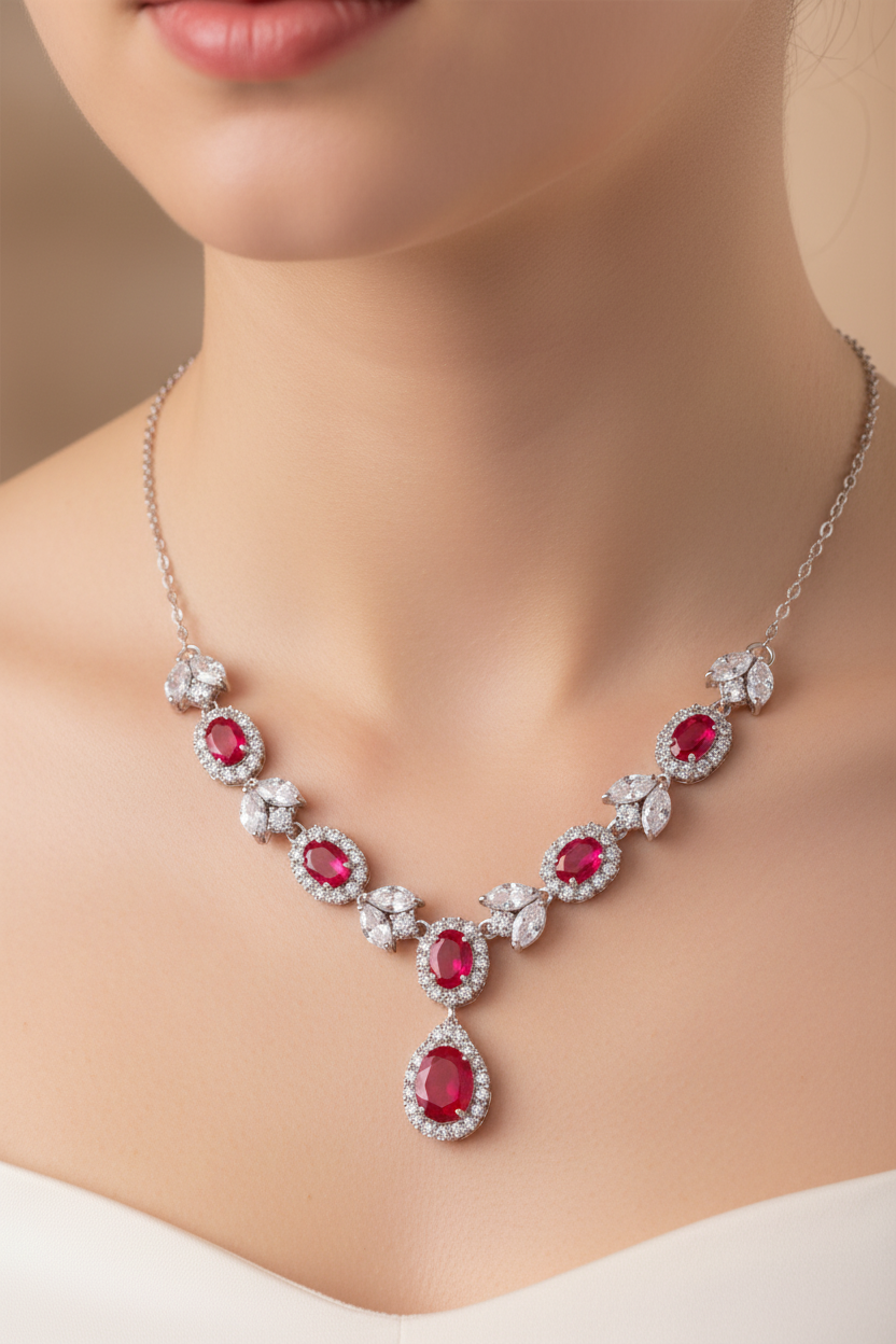 Ruby Cubic Zirconia Necklace