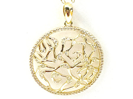 A Yellow Gold Plated Silver White CZ Stone Necklace (Pendant and Chain)