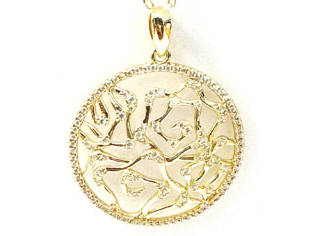 A Yellow Gold Plated Silver White CZ Stone Necklace (Pendant and Chain)