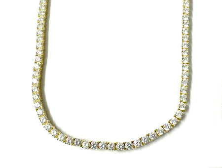 Cubic Zirconia Yellow Plated on Silver 3 x 3mm Stone Tennis Necklace