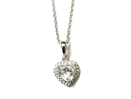 A White Gold Heart Cz Gold Necklace