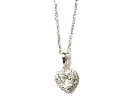 A White Gold Heart Cz Gold Necklace