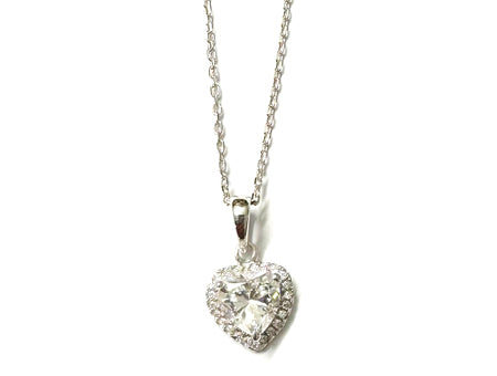 A White Gold Heart Cz Gold Necklace